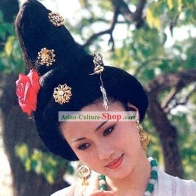 Tang Dynasty Yang Guifei Wig and Hair Accessories