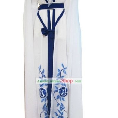 Ancient Chinese White Long Sleeve Dance Costume for Women