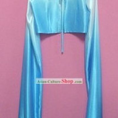 Blue Color Transition Water Sleeve Dance Costumes