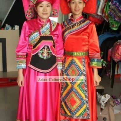 Guangxi Zhuang Ethnic Clothing and Hat Two Complete Sets