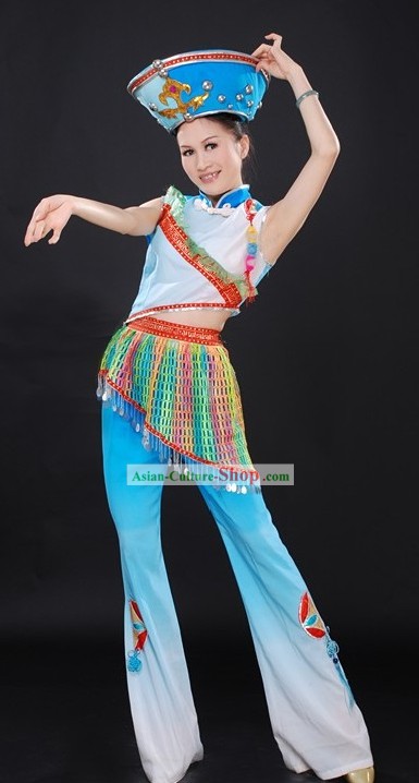 Chinese Ethnic Clothes and Hat Complete Set for Women