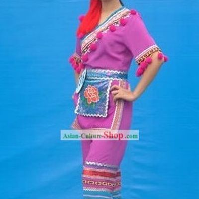 Chinese Ethnic Zhuang Garment Complete Set for Women
