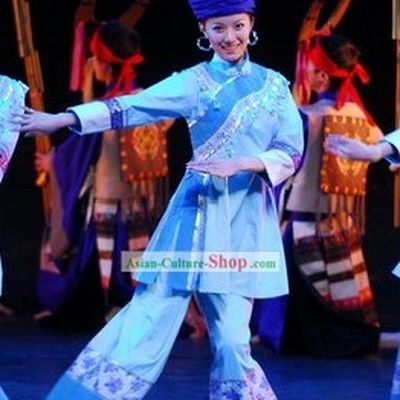 Chinese Ethnic Miao Clothes and Hat Complete Set for Women