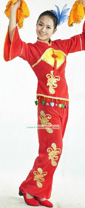 Chinese Folk Fan Dance Costume for Women
