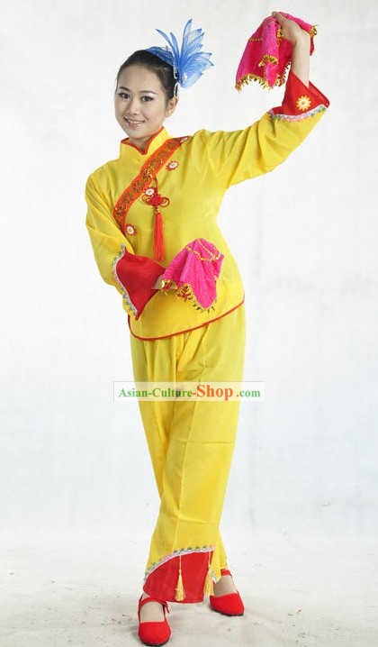 Yellow Fan Dance Costume for Women