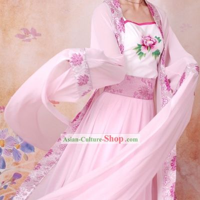 Ancient Chinese Pink Water Sleeve Dance Costumes for Women