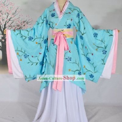 Ancient Chinese Han Dynasty Princess Blue Clothing Complete Set