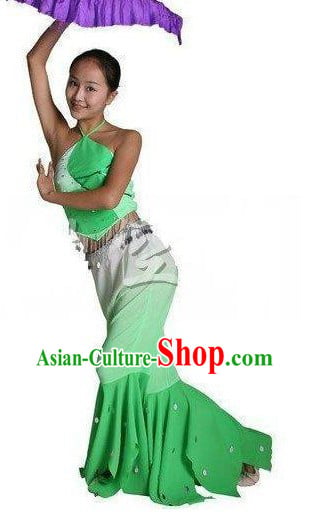 Light Green Lotus Chinese Classic Dance Costumes for Women