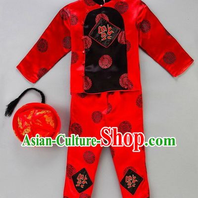 Happy Chinese New Year Dance Costumes and Hat for Kids