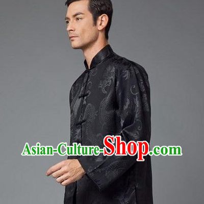 Traditional Chinese Black Dragon Coat for Men