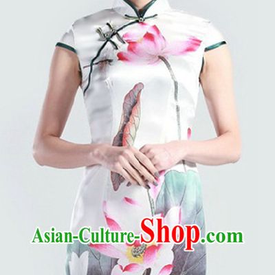 Traditional Chinese Silk Lotus Qipao for Women