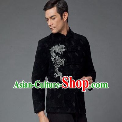 Chinese Stunning Black Dragon Suit for Man