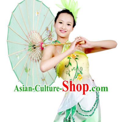 Traditional Chinese Umbrella Dance Costume and Headpiece for Women
