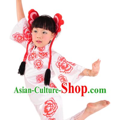 Traditional Chinese Paper-cut Dance Costume and Mask for Children