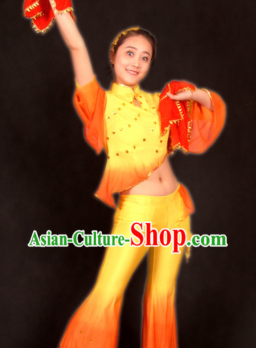 Chinese Color Transition Handkerchief Dance Costume Complete Set for Women