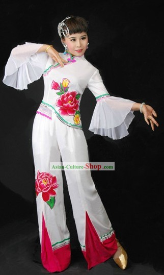Traditional Chinese Peony Fan Dance Costumes for Women