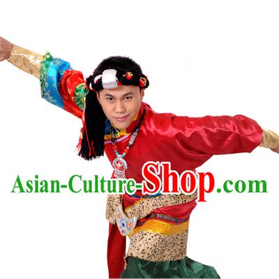 Traditional Chinese Tibetan Clothing and Hair Accessories for Men