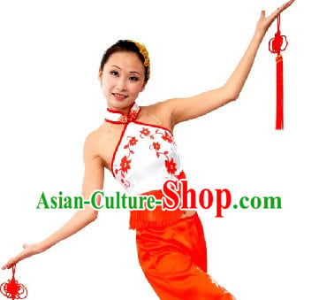 Chinese Folk Yangge Festival Celebration Dance Costume and Headpiece for Women