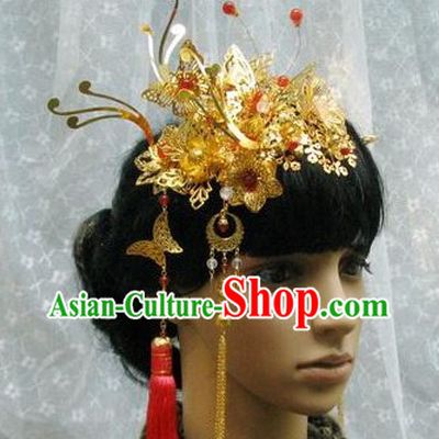 Stunning Chinese Wedding Butterfly and Flower Headwear for Brides