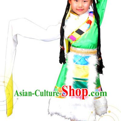 Traditional Chinese Tibetan Clothing and Hair Accessories for Children
