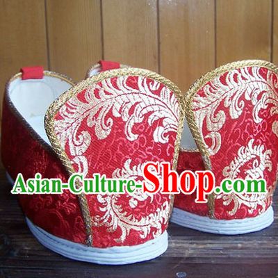 Chinese Classical Red Phoenix Wedding Shoes for Women