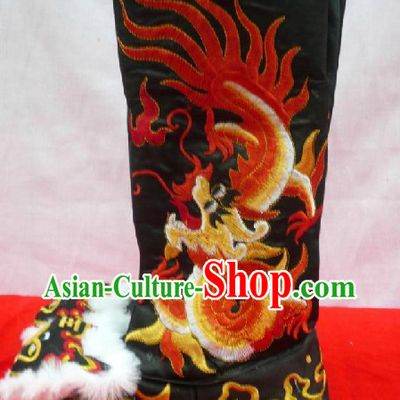 Chinese Stage Performance General Embroidered Long Boots for Men