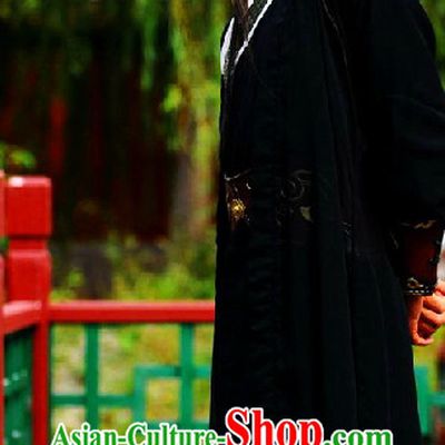 Ancient Chinese Black Costumes and Hat for Men