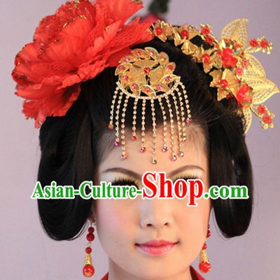 Traditional Chinese Tang Dynasty Lady Wig and Hair Accessories