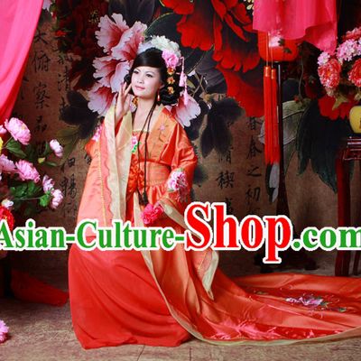 Ancient Chinese Brides Peony Flower Clothing for Women