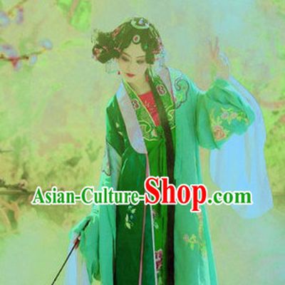 Traditional Chinese Beijing Opera Style Female Clothing and Headpiece