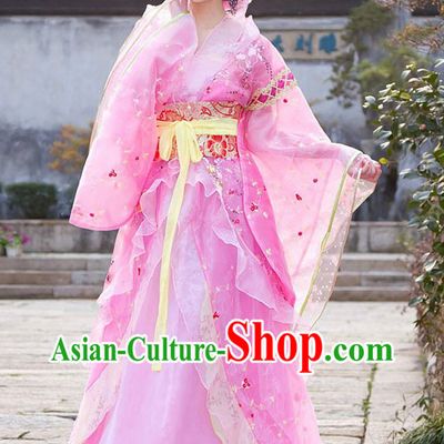 Traditional Chinese Romantic Pink Tang Dynasty Princess Clothing