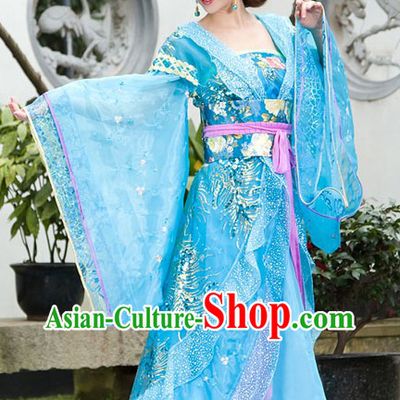 Traditional Chinese Blue Princess Clothing