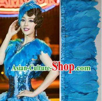 Handmade Blue Feather Hairpin and Collar Decoration Set