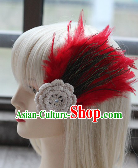 Classic Red Handmade Feather Hairpin
