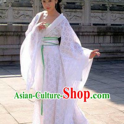 Ancient Chinese Tang Dynasty Empress White Costumes Complete Set
