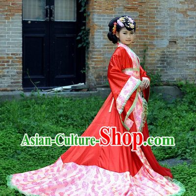 Ancient Chinese Red Long Tail Empress Costume for Kids