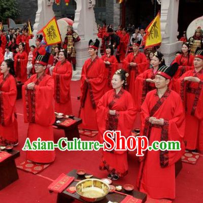 Ancient Chinese Wedding Clothing and Hat for Men and Women