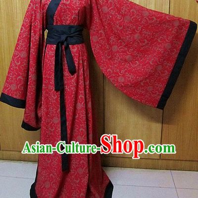 Ancient Chinese Han Dynasty Red Flower Clothing for Women