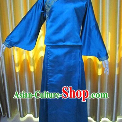 Ancient Chinese Blue Wide Sleeve Costumes for Women