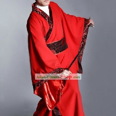 Traditional Red Chinese Han Clothing for Men