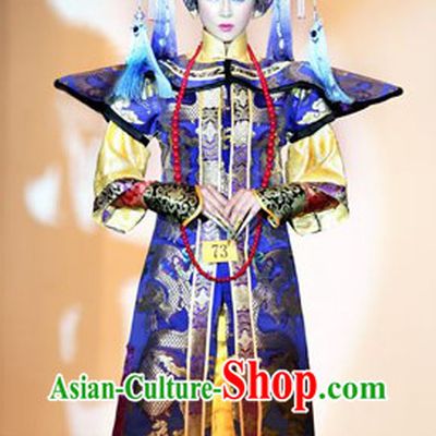 Ancient Chinese Empress Stage Performance Costume and Headpiece