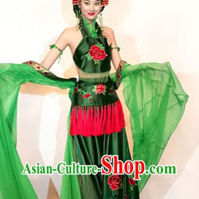 Ancient Chinese Princess Stage Performance Costume and Headpiece