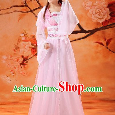 Ancient Chinese Fairy Pink Dance Costumes for Women