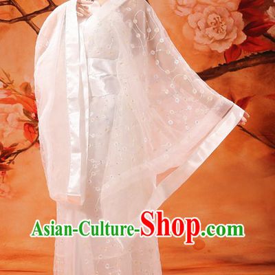 Ancient Chinese White Fairy Flower Clothing for Women