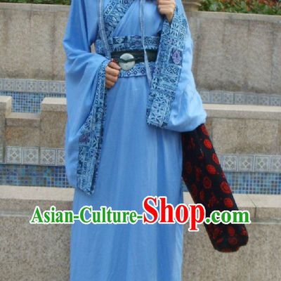 Ancient Chinese Blue Hanfu Clothing for Men