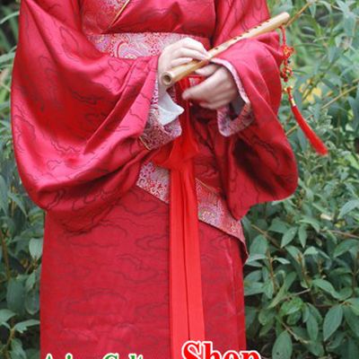 Ancient Chinese Red Auspicious Cloud Wedding Dress for Women