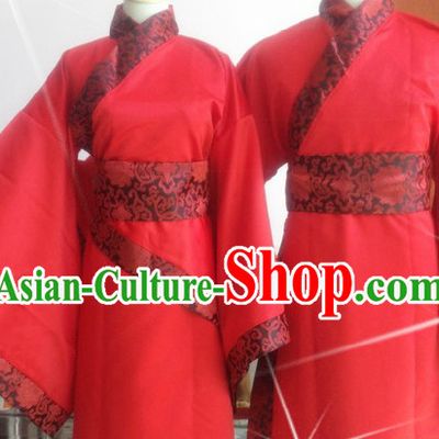 Ancient Chinese Red Wedding Dresses Two Sets for Men and Women