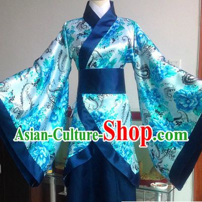 Ancient Chinese Blue Flower Clothing Complete Set for Women