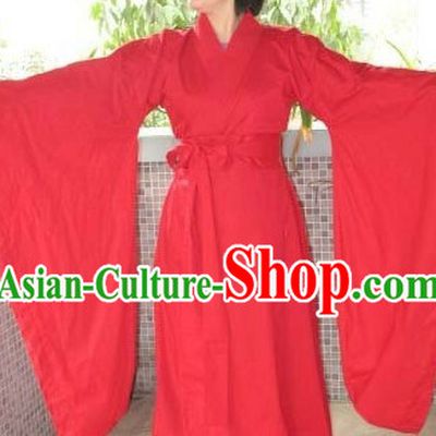 Ancient Chinese Plain Red Wedding Dress for Women