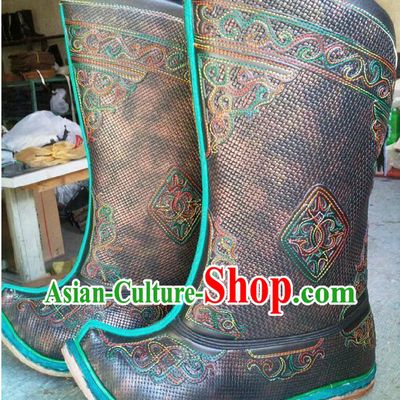 Handmade Classic Mongolian Cowhide Long Boots for Men